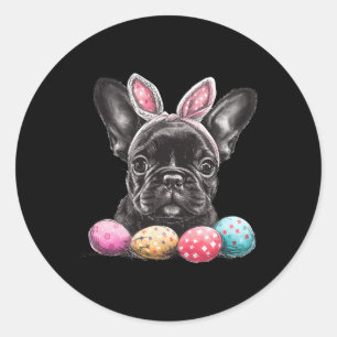 Pegatina Redonda Día de Pascua Perro Frenchie Pascua Frenchie Perro