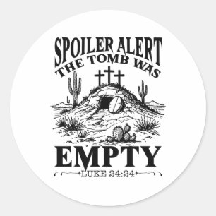 Pegatina Redonda Día de Pascua Religiosa Cristiana Tumba de Alerta 