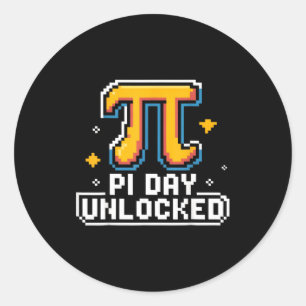 Pegatina Redonda Día de Pi 14 de marzo Tarta para frikis de las mat