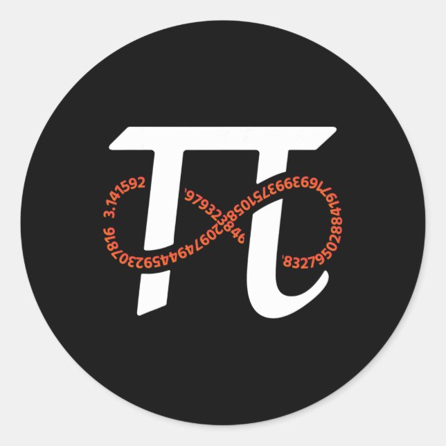 Pegatina Redonda Dia De Pi Diez Divertido Números Infinity Geek Ner (Anverso)