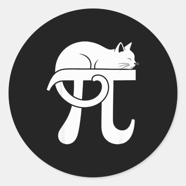 Pegatina Redonda Día de Pi Gato friki de matemáticas Comedia Profes (Anverso)