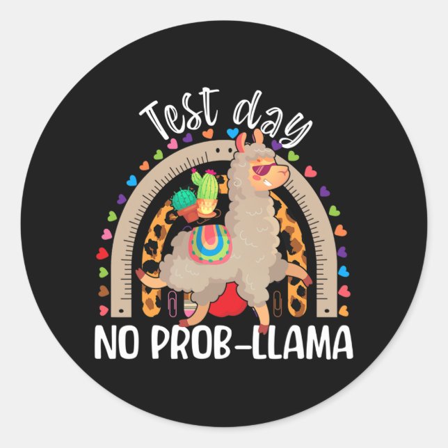 Pegatina Redonda Día de Prueba de Llama Mayo 2024 No Prob-llama Lla (Anverso)