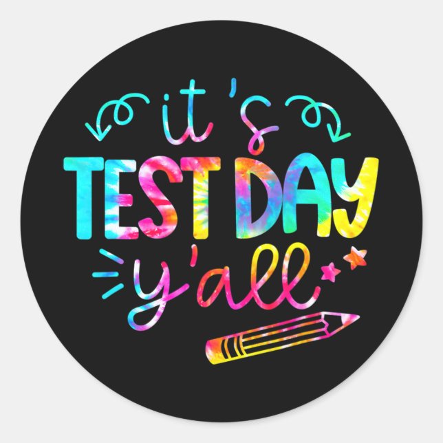 Pegatina Redonda Día de prueba de tinte Profesor que lo envía#39; # (Anverso)