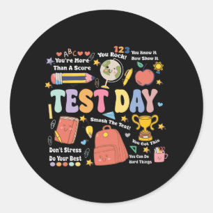 Pegatina Redonda Día de prueba del profesor Testin motivacional del
