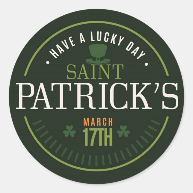 Pegatina Redonda Día de San Patricio (Anverso)