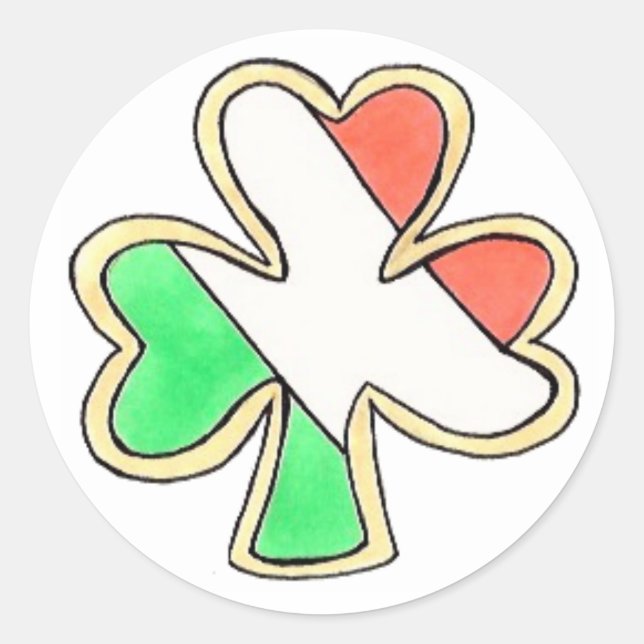 Pegatina Redonda Día de San Patricio Bandera Irlandesa Lucky Shamro (Anverso)
