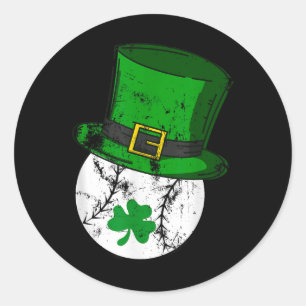 Pegatina Redonda Día de San Patricio Béisbol Shamrock Saint Paddys 