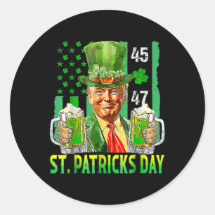 Pegatina Redonda Día de San Patricio de la Bandera Americana Trump 
