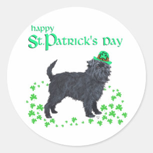 Pegatina Redonda Día de San Patricio del Affenpinscher