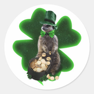 Pegatina Redonda Día de San Patricio del Meercato Afortunado