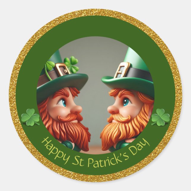 Pegatina Redonda Día de San Patricio en miniatura gracias RS04 (Anverso)