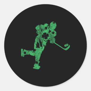 Pegatina Redonda Día de San Patricio Hockey Irlandés Chicos San Pat