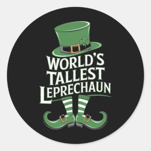 Pegatina Redonda Día de San Patricio Irlandés Duende Más Alto del M