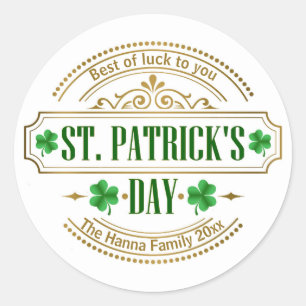 Pegatina Redonda Día de San Patricio Personalizado Tengo Suerte Irl