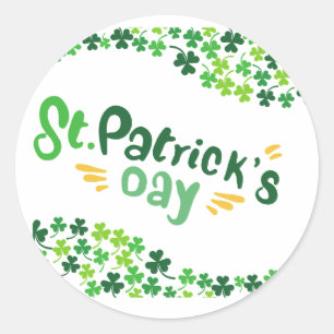 Pegatina Redonda Día de San Patricio, Shamrock, Irlandés