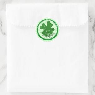 Pegatina Redonda Día de San Patricio Trébol Irlandés
