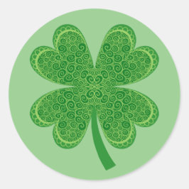 Pegatina Redonda Día de San Patricio, un amante de las cuatro hojas