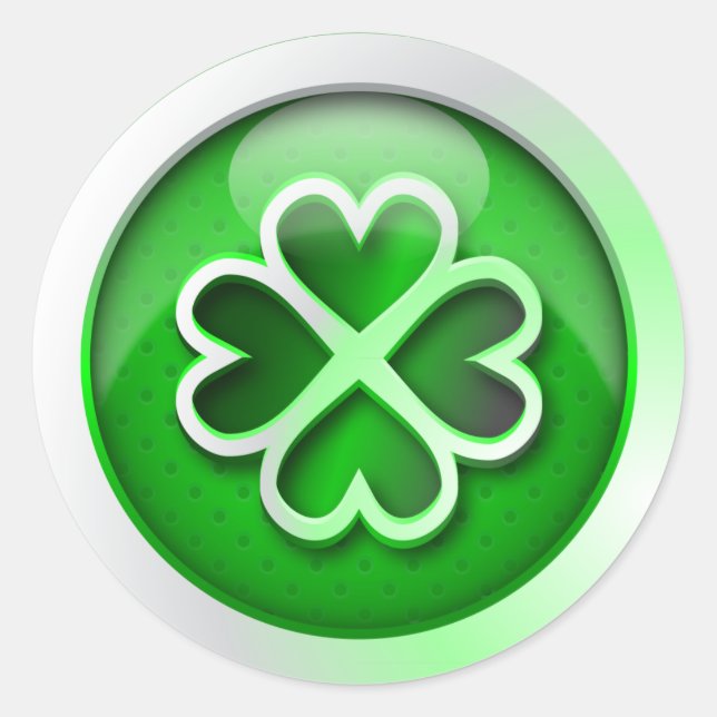 Pegatina Redonda Día de San Patricio, una lámina de quatreil verde  (Anverso)