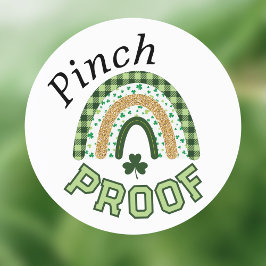 Pegatina Redonda Día de San Patricio Verde Arcoíris Cuadros a Prueb