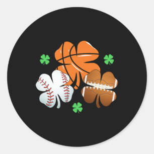 Pegatina Redonda Día de San Patrón Shamrock Basketball Béisbol Irla