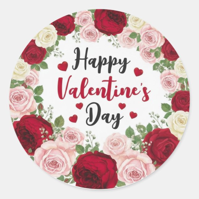 Pegatina Redonda Día de San Valentín (Anverso)