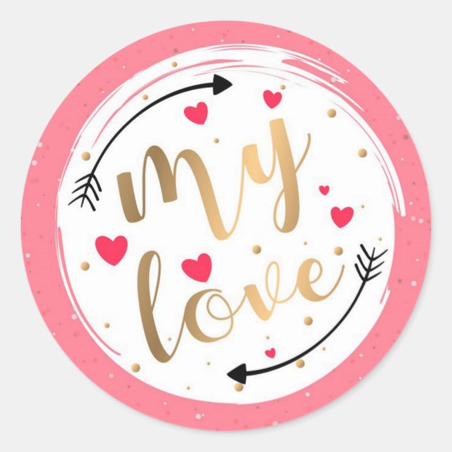 Pegatina Redonda Día de San Valentín (Anverso)