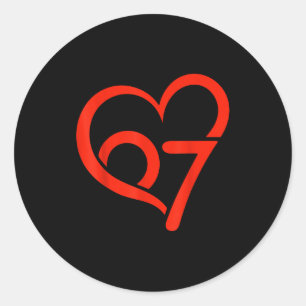 Pegatina Redonda Día de San Valentín 67 Meme 67 Cumpleaños 6 7 Vale