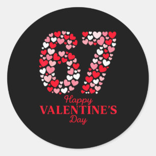 Pegatina Redonda Día de San Valentín 67 Meme Lleno de Corazones Div