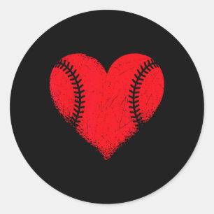 Pegatina Redonda Día de San Valentín Béisbol Heart Sport Niños Adol