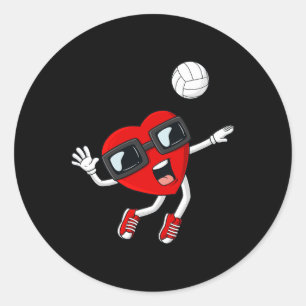 Pegatina Redonda Día de San Valentín Chicas de voleibol