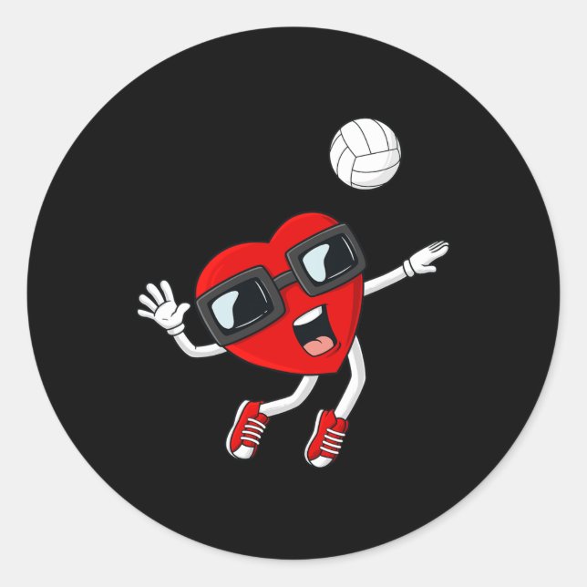 Pegatina Redonda Día de San Valentín Chicas de voleibol  (Anverso)