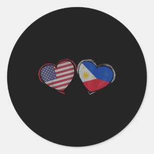 Pegatina Redonda Día de San Valentín Corazón Bandera de Filipinas E