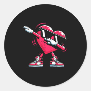Pegatina Redonda Día de San Valentín Corazón Dab Amor Dulce Baile N