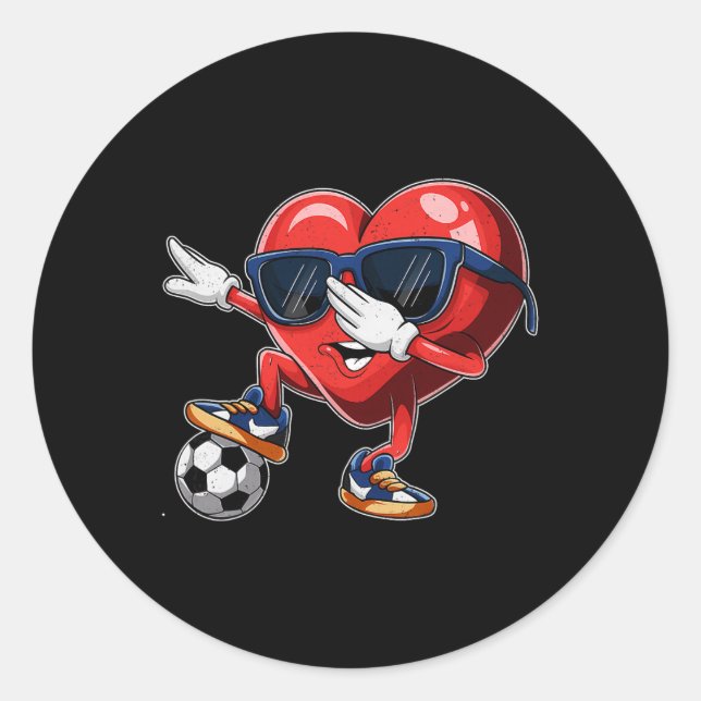 Pegatina Redonda Día de San Valentín Corazón Dabbing Corazón Jugado (Anverso)