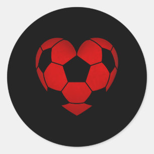 Pegatina Redonda Día de San Valentín Corazón de Fútbol Para Niños N