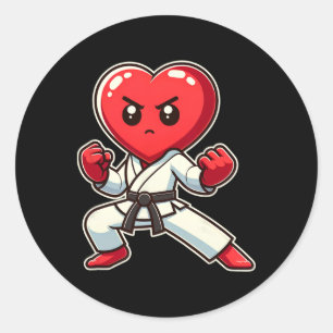 Pegatina Redonda Día de San Valentín Corazón Karate Taekwondo Mma A