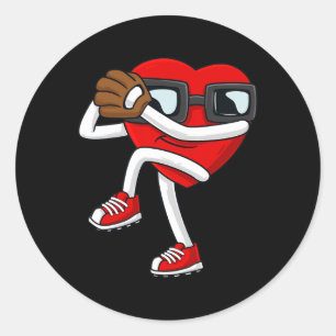 Pegatina Redonda Día de San Valentín Corazón Pitcher Fun Boys Gir