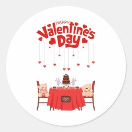 Pegatina Redonda Día de San Valentín Corazones Lindos Chocolates Os