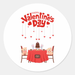 Pegatina Redonda Día de San Valentín Corazones Lindos Chocolates Os