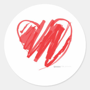 Pegatina Redonda Día de San Valentín Crayon Heart - los niños de ma