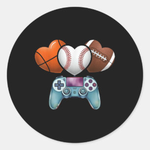 Pegatina Redonda Día de San Valentín de Baloncesto de Baseball Foot