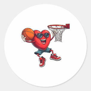 Pegatina Redonda Día de San Valentín De Baloncesto De Dunking Para 