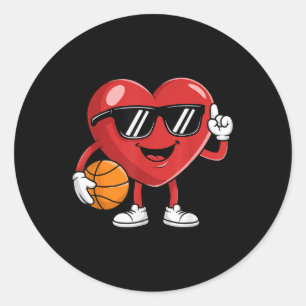Pegatina Redonda Día de San Valentín de baloncesto Shirt Boys Valen
