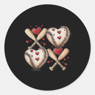 Pegatina Redonda Día de San Valentín de béisbol retro Xoxo Niños di