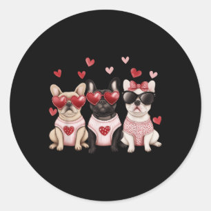 Pegatina Redonda Día de San Valentín de Bulldog francés Mascota de