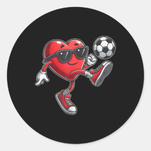 Pegatina Redonda Día de San Valentín de fútbol cariñoso Bo