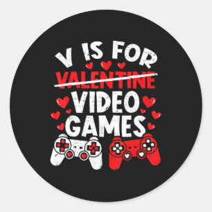 Pegatina Redonda Día de San Valentín de juegos divertidos niños Vis