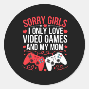 Pegatina Redonda Día de San Valentín de niños divertidos videojuego