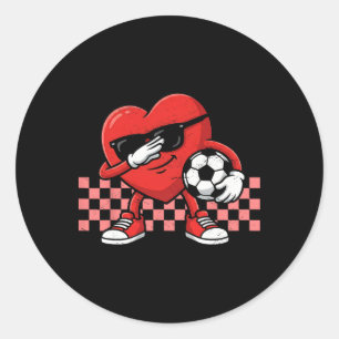 Pegatina Redonda Día de San Valentín de niños Fútbol Dab Fútbol Cor