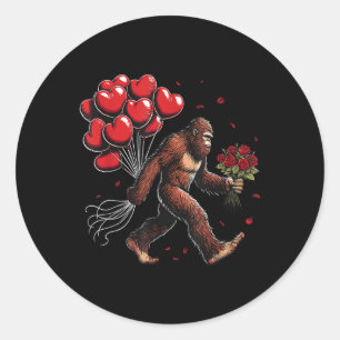Pegatina Redonda Día de San Valentín de pie grande Funny Sasquatch